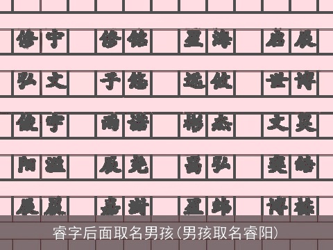 睿字后面取名男孩(男孩取名睿阳)