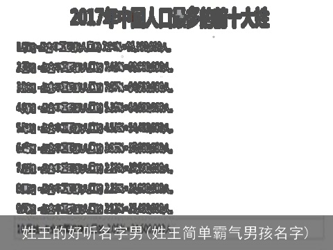 姓王的好听名字男(姓王简单霸气男孩名字)
