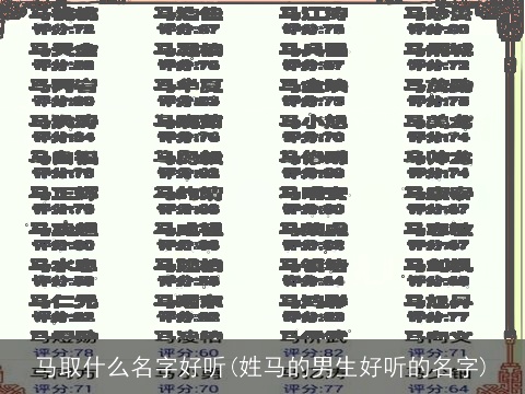 马取什么名字好听(姓马的男生好听的名字)