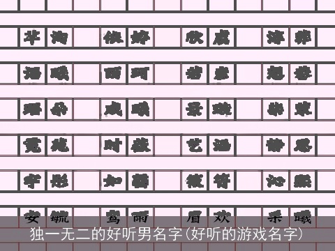独一无二的好听男名字(好听的游戏名字)
