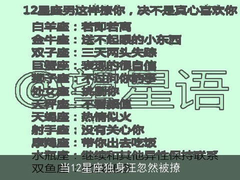 当12星座独身汪忽然被撩