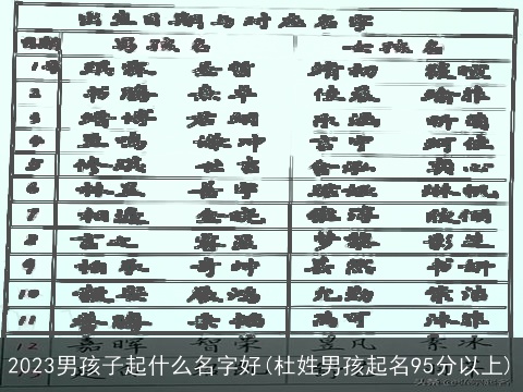 2023男孩子起什么名字好(杜姓男孩起名95分以上)