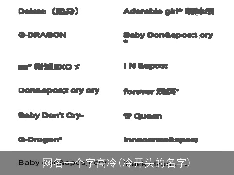 网名一个字高冷(冷开头的名字)