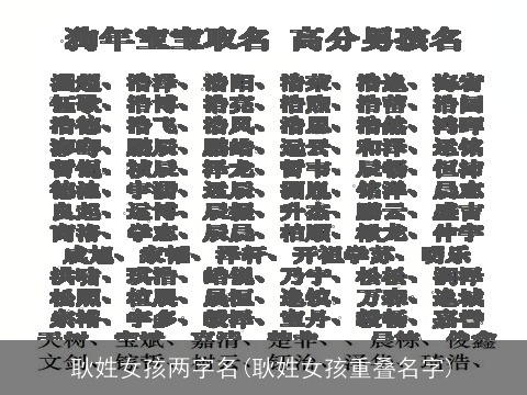 耿姓女孩两字名(耿姓女孩重叠名字)
