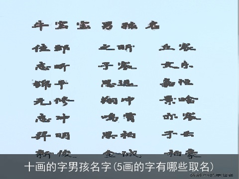 十画的字男孩名字(5画的字有哪些取名)
