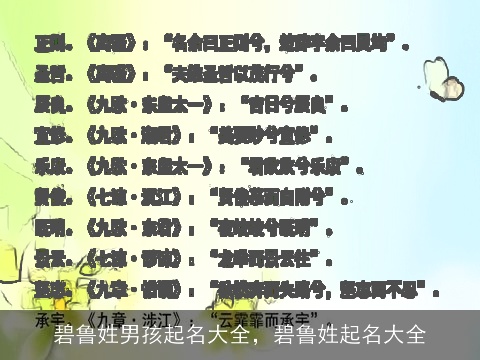 碧鲁姓男孩起名大全，碧鲁姓起名大全