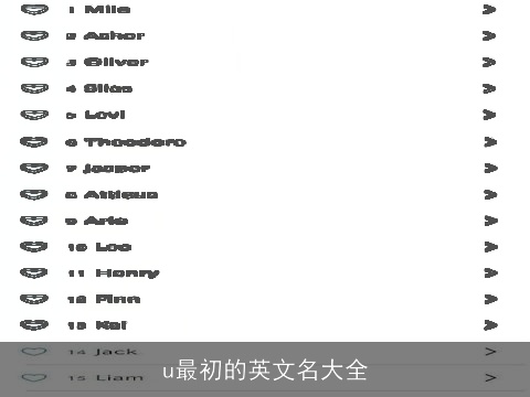 u最初的英文名大全