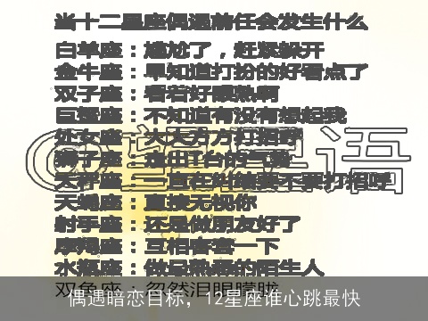 偶遇暗恋目标，12星座谁心跳最快