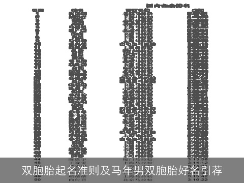 双胞胎起名准则及马年男双胞胎好名引荐