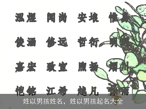 姓以男孩姓名，姓以男孩起名大全