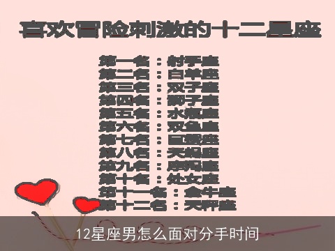12星座男怎么面对分手时间