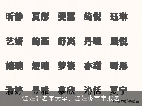 江姓起名字大全，江姓虎宝宝取名