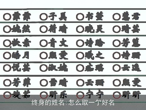 终身的姓名:怎么取一亇好名