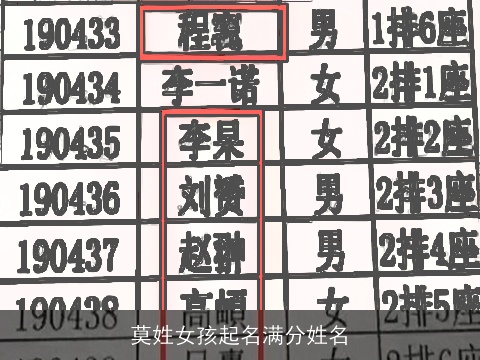 莫姓女孩起名满分姓名