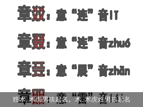 姓术,术虎男孩起名，术,术虎姓男孩起名