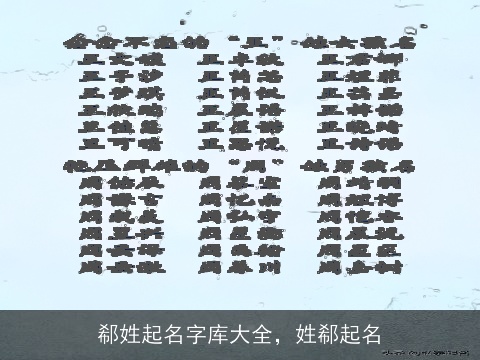 郗姓起名字库大全，姓郗起名