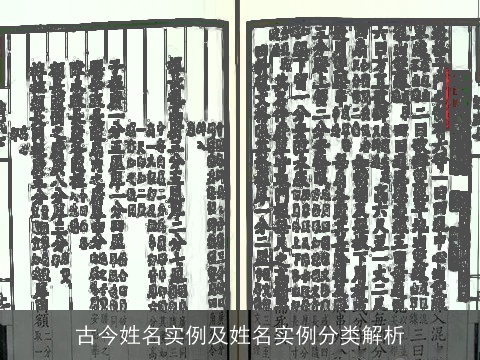 古今姓名实例及姓名实例分类解析