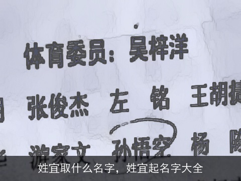 姓宜取什么名字，姓宜起名字大全