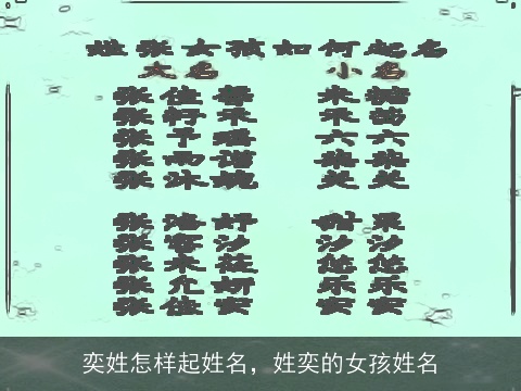 奕姓怎样起姓名，姓奕的女孩姓名