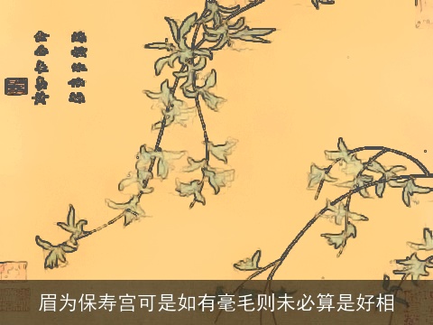 眉为保寿宫可是如有毫毛则未必算是好相