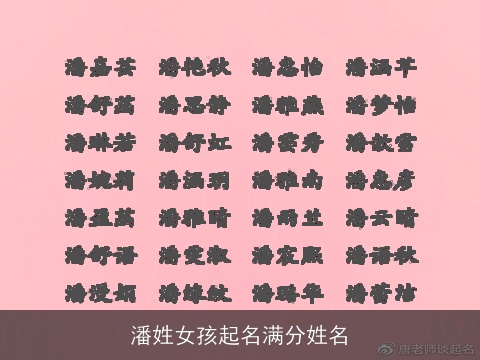 潘姓女孩起名满分姓名