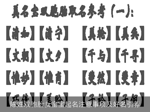 陈姓双胞胎女宝宝起名注意事项及好名引荐