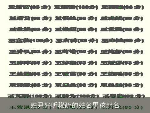 姓尹好听稀疏的姓名男孩起名