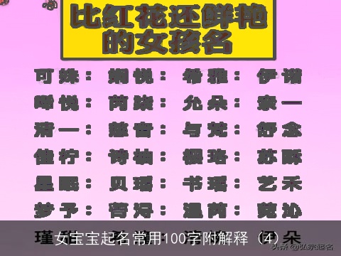 女宝宝起名常用100字附解释（4）