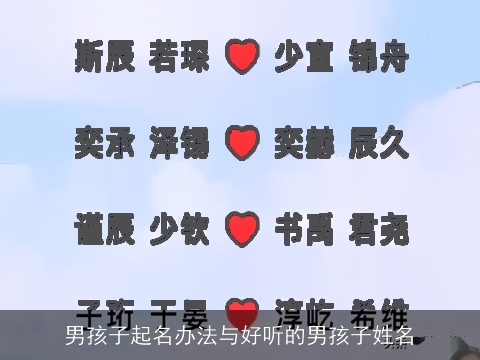男孩子起名办法与好听的男孩子姓名