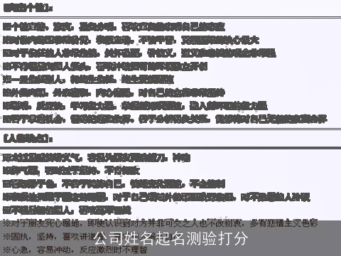 公司姓名起名测验打分
