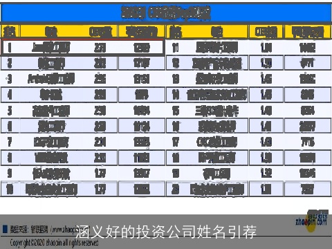 涵义好的投资公司姓名引荐