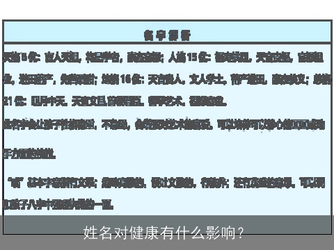 姓名对健康有什么影响？