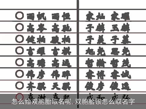 怎么给双胞胎取名呢,双胞胎该怎么取名字