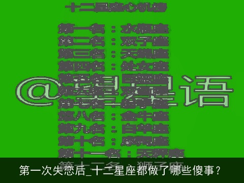 第一次失恋后_十二星座都做了哪些傻事？