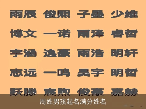 周姓男孩起名满分姓名