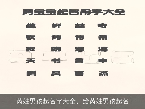 芮姓男孩起名字大全，给芮姓男孩起名