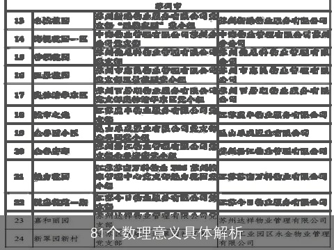 81个数理意义具体解析