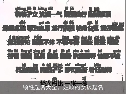 顾姓起名大全，姓顾的女孩起名