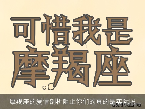 摩羯座的爱情剖析阻止你们的真的是实际吗