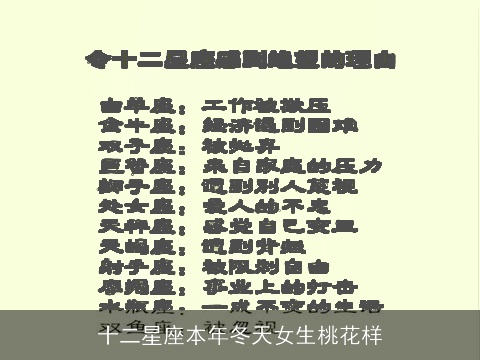 十二星座本年冬天女生桃花样