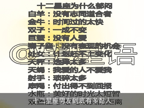 十二星座男友到底有多黏人