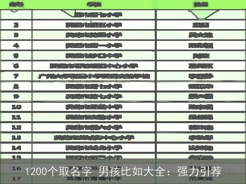1200个取名字 男孩比如大全：强力引荐