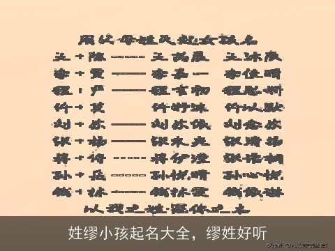 姓缪小孩起名大全，缪姓好听