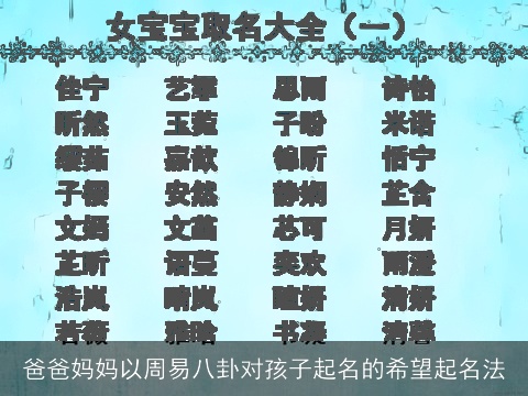 爸爸妈妈以周易八卦对孩子起名的希望起名法