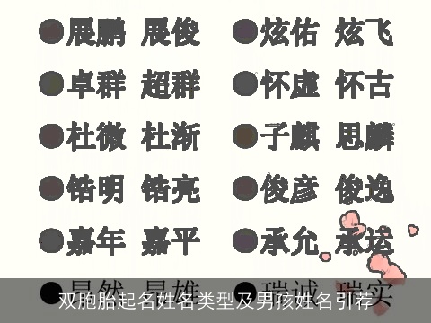 双胞胎起名姓名类型及男孩姓名引荐