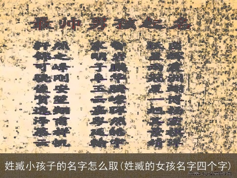 姓臧小孩子的名字怎么取(姓臧的女孩名字四个字)