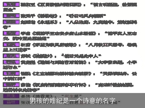 男孩的姓纪是一个诗意的名字