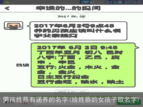 男孩姓蔡有涵养的名字(给姓蔡的女孩子取名字)