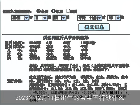2023年12月11日出生的宝宝五行缺什么