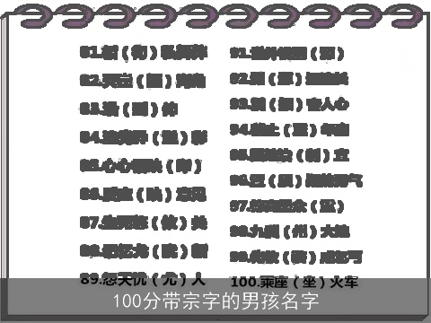 100分带宗字的男孩名字